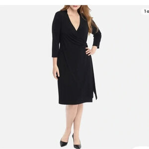 THE LIMITED Plus Size Solid Wrap Black Dress Size